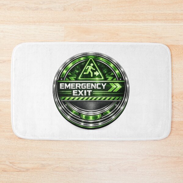 Item preview, EMERGENCY EXIT - SIGNS - RETRO MODERN SIGN - UNIQUE RARE ORIGINAL TSHIRT STICKER designed and sold by SentientGallery.