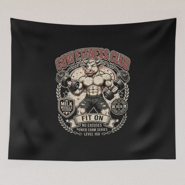 Item preview, Cow Fitness Club Funny Gym Animal Workout Shirt designed and sold by Fit On.