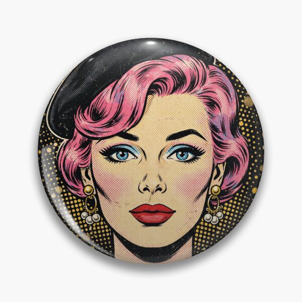 Item preview, Pink Hair Woman Black Beret Vintage Pop Art Portrait designed and sold by MAISON SYLVIE.