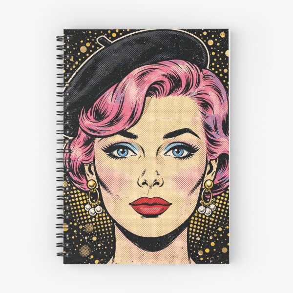 Item preview, Pink Hair Woman Black Beret Vintage Pop Art Portrait designed and sold by MAISON SYLVIE.