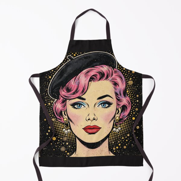 Item preview, Pink Hair Woman Black Beret Vintage Pop Art Portrait designed and sold by MAISON SYLVIE.