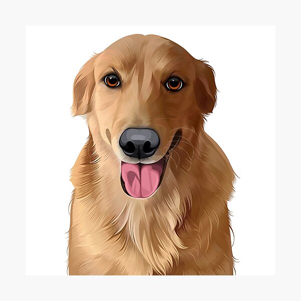 Item preview, Cute Golden Retriever Dog Portrait Vector Illustration designed and sold by onebystudio.