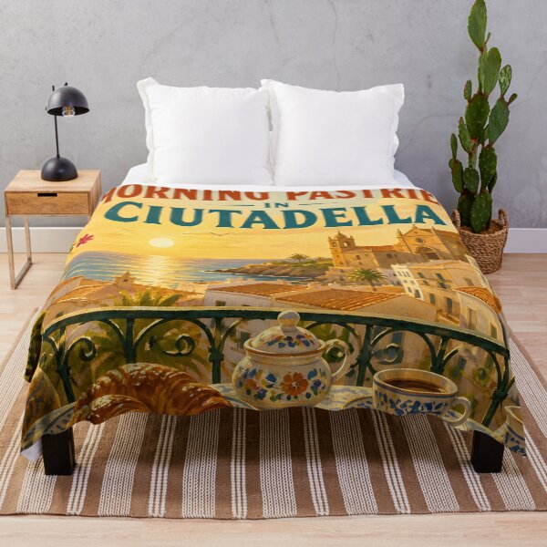 Item preview, Morning Pastries in Ciutadella, Menorca: Scenic-Style Painterly Travel Poster designed and sold by LSVart.