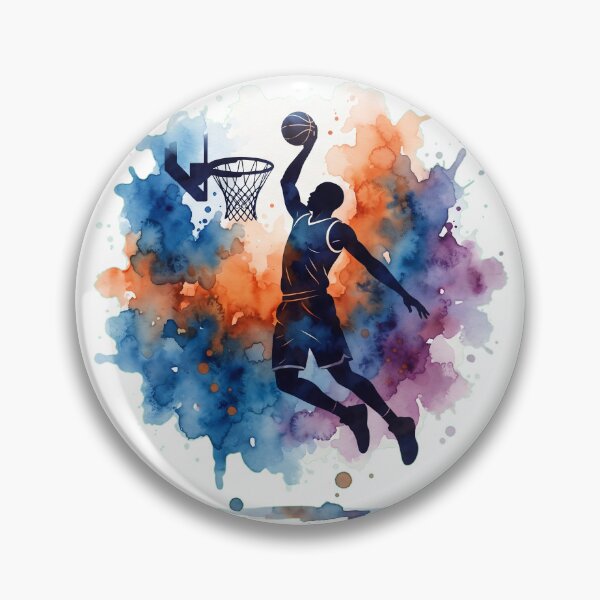 Item preview, "Hoop Dreams" Watercolor Silhouette Art designed and sold by CourtVibe.