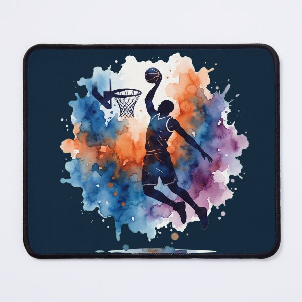 Item preview, "Hoop Dreams" Watercolor Silhouette Art designed and sold by CourtVibe.