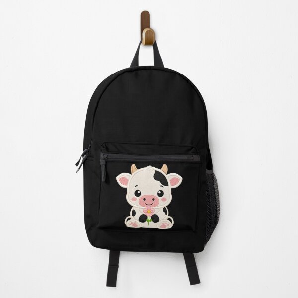 Item preview, Cute Baby Cow Holding Flower Embroidery Illustration designed and sold by ColorSplash123.