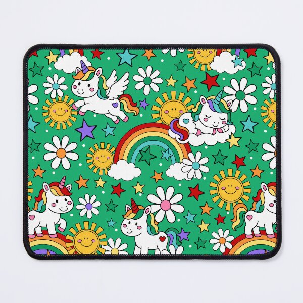 Item preview, Unicorns Rainbows and Sunshine in Green designed and sold by KrisInStitches.