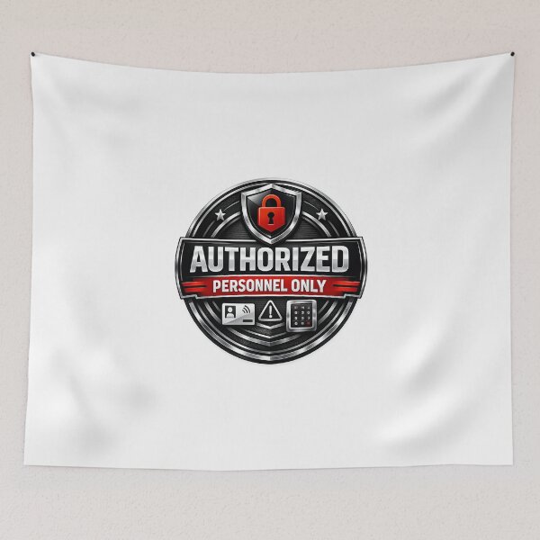 Artikelvorschau, NUR FÜR AUTORISIERTES PERSONAL – SCHILDER – RETRO-MODERNES SCHILD – EINZIGARTIGER, SELTENER ORIGINAL-T-SHIRT-AUFKLEBER entworfen und verkauft von SentientGallery.