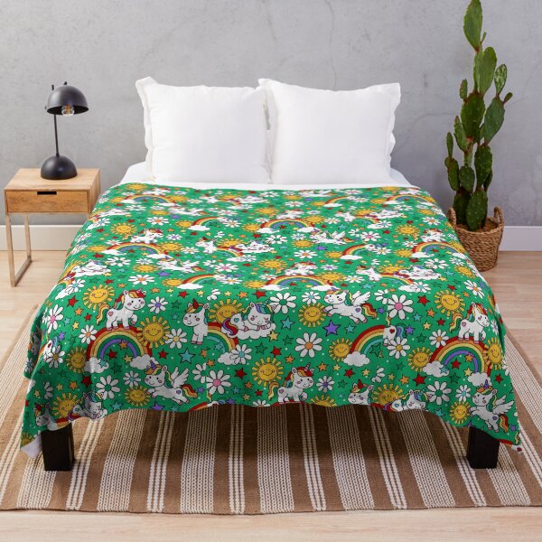 Item preview, Unicorns Rainbows and Sunshine in Green designed and sold by KrisInStitches.