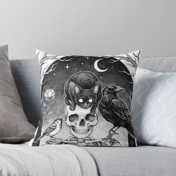 Item preview, Skeleton Black Cat Raven Dark Design designed and sold by OH-MY-GOTH.