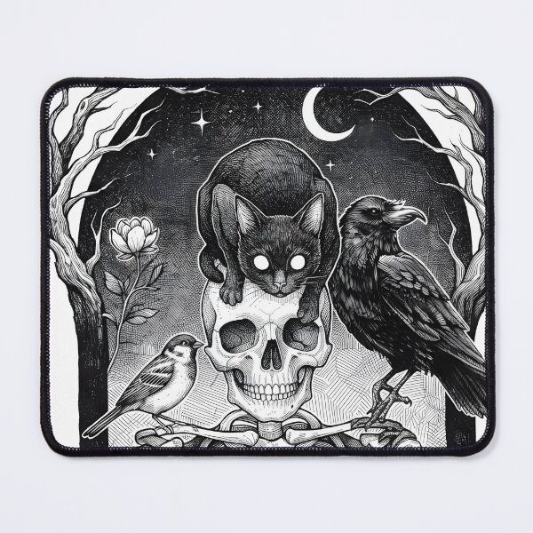Item preview, Skeleton Black Cat Raven Dark Design designed and sold by OH-MY-GOTH.