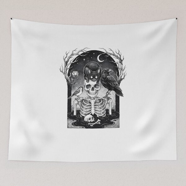Item preview, Skeleton Black Cat Raven Dark Design designed and sold by OH-MY-GOTH.