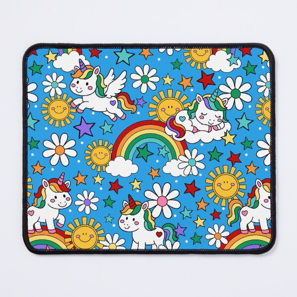 Item preview, Unicorns Rainbows and Sunshine in Blue designed and sold by KrisInStitches.