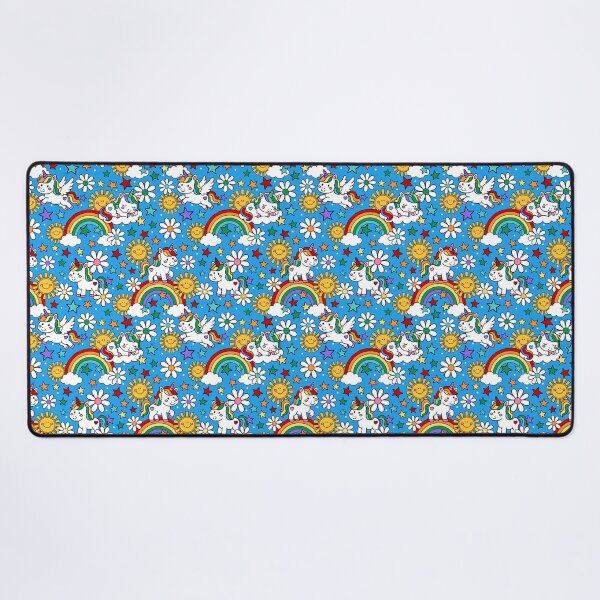 Item preview, Unicorns Rainbows and Sunshine in Blue designed and sold by KrisInStitches.