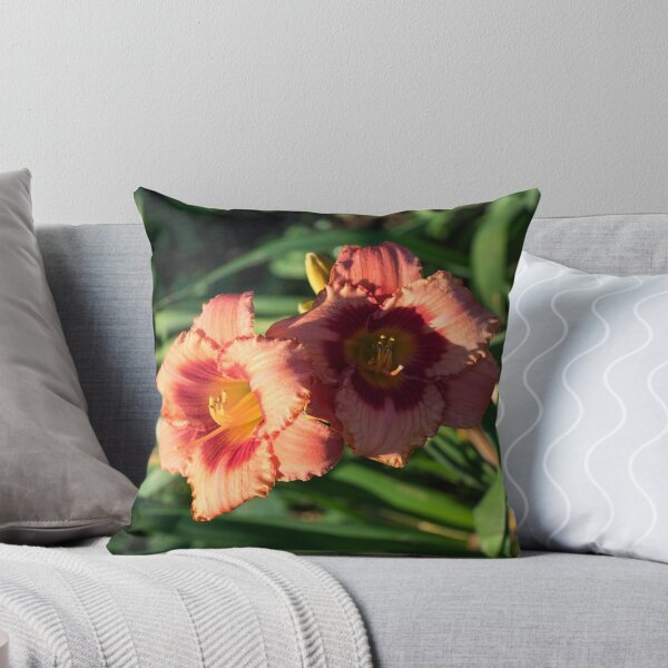 Item preview, Two Sunlit Orangey Pink Daylilies in Bloom designed and sold by Georgia Mizuleva.