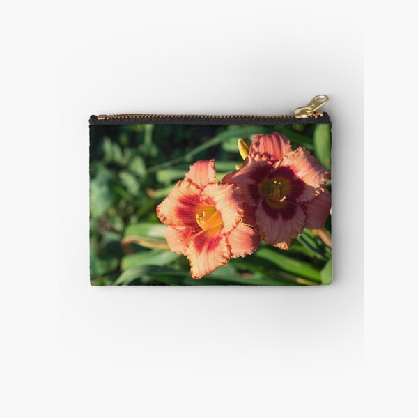 Item preview, Two Sunlit Orangey Pink Daylilies in Bloom designed and sold by Georgia Mizuleva.