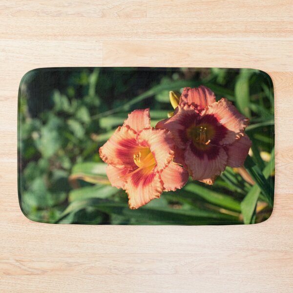 Item preview, Two Sunlit Orangey Pink Daylilies in Bloom designed and sold by Georgia Mizuleva.