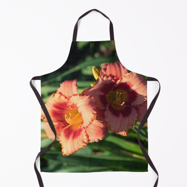 Item preview, Two Sunlit Orangey Pink Daylilies in Bloom designed and sold by Georgia Mizuleva.