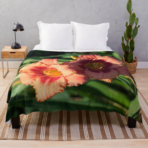Item preview, Two Sunlit Orangey Pink Daylilies in Bloom designed and sold by Georgia Mizuleva.