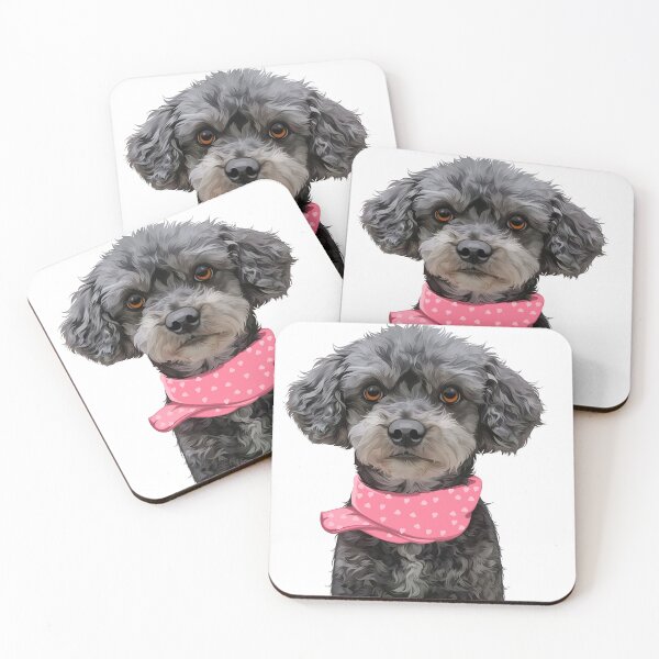 Item preview, Cute Black Poodle Dog Wearing Pink Scarf Vector Illustration designed and sold by onebystudio.
