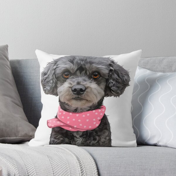 Item preview, Cute Black Poodle Dog Wearing Pink Scarf Vector Illustration designed and sold by onebystudio.