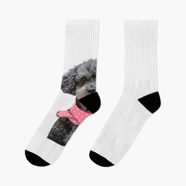 Item preview, Cute Black Poodle Dog Wearing Pink Scarf Vector Illustration designed and sold by onebystudio.