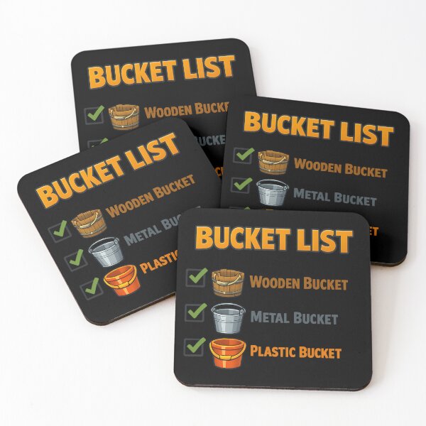 Item preview, Literal Bucket List Wooden Metal Plastic Bucket Pun designed and sold by TeeTimeTreasure.
