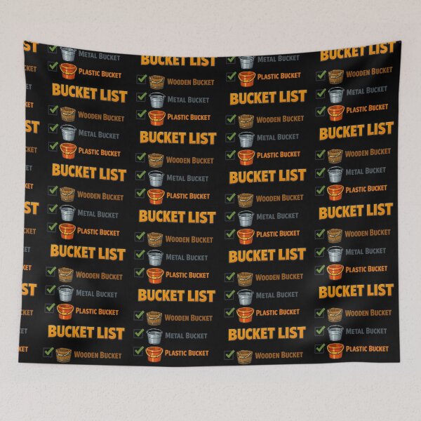 Item preview, Literal Bucket List Wooden Metal Plastic Bucket Pun designed and sold by TeeTimeTreasure.
