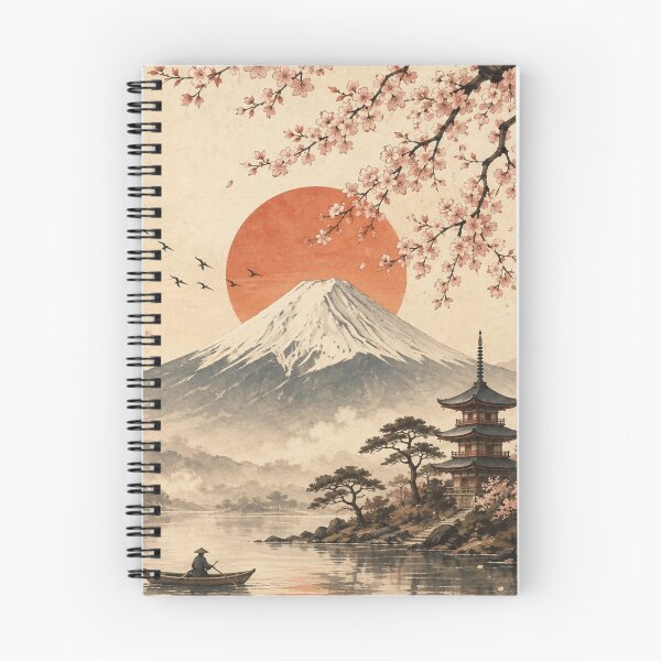 Item preview, Mount Fuji Japanese Cherry Blossom Pagoda Red Sun Boat Graphic designed and sold by PACS0011.