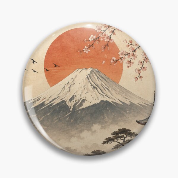 Item preview, Mount Fuji Japanese Cherry Blossom Pagoda Red Sun Boat Graphic designed and sold by PACS0011.