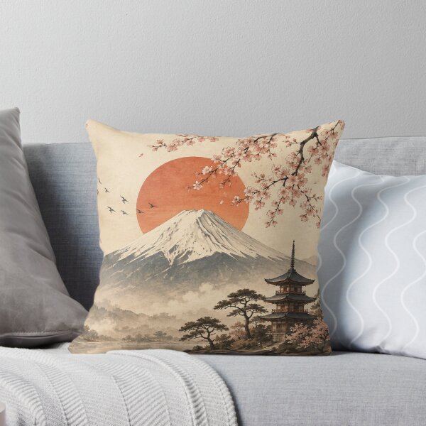 Item preview, Mount Fuji Japanese Cherry Blossom Pagoda Red Sun Boat Graphic designed and sold by PACS0011.