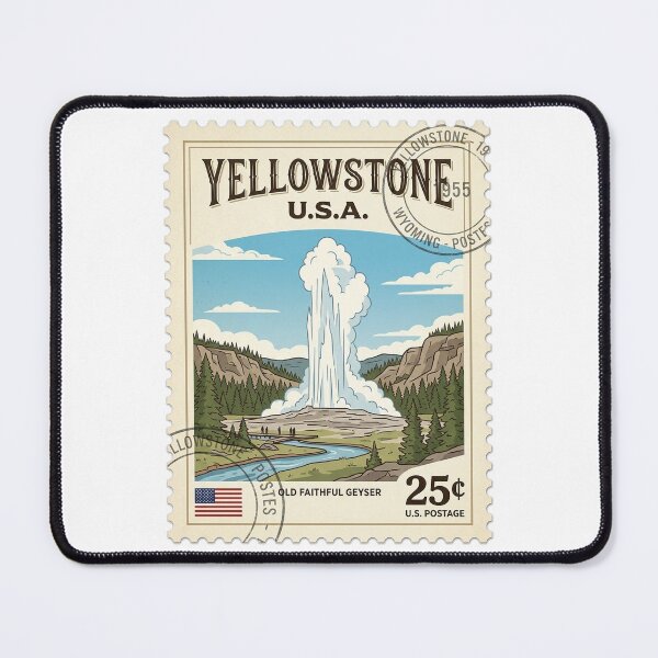 Item preview, Vintage Yellowstone Old Faithful Geyser Travel Stamp designed and sold by k3rstman1.