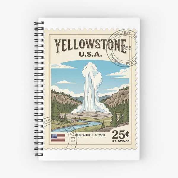 Item preview, Vintage Yellowstone Old Faithful Geyser Travel Stamp designed and sold by k3rstman1.