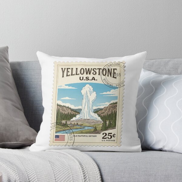 Item preview, Vintage Yellowstone Old Faithful Geyser Travel Stamp designed and sold by k3rstman1.
