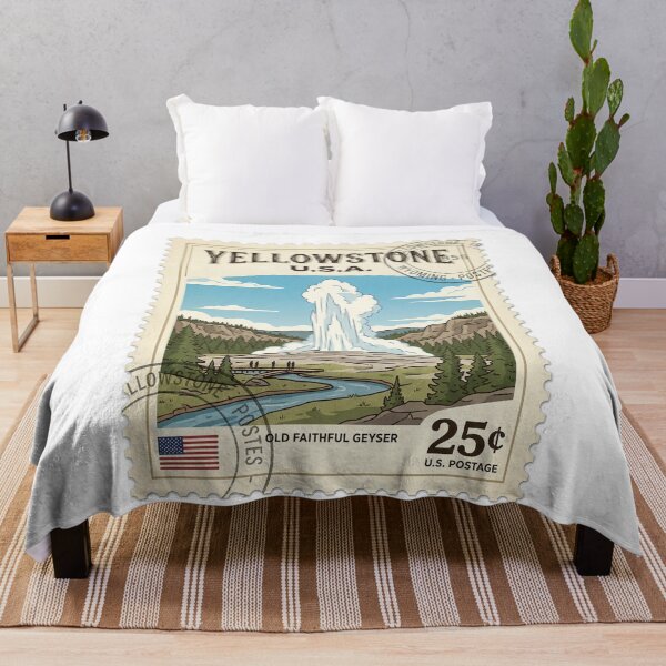 Item preview, Vintage Yellowstone Old Faithful Geyser Travel Stamp designed and sold by k3rstman1.