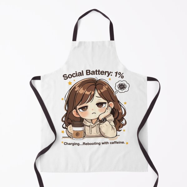 Item preview, Social Battery 1% Coffee Girl Sticker | Cute Introvert Coffee Lover Design designed and sold by Charul2dartist.