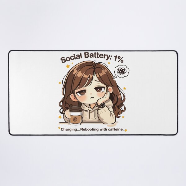 Item preview, Social Battery 1% Coffee Girl Sticker | Cute Introvert Coffee Lover Design designed and sold by Charul2dartist.