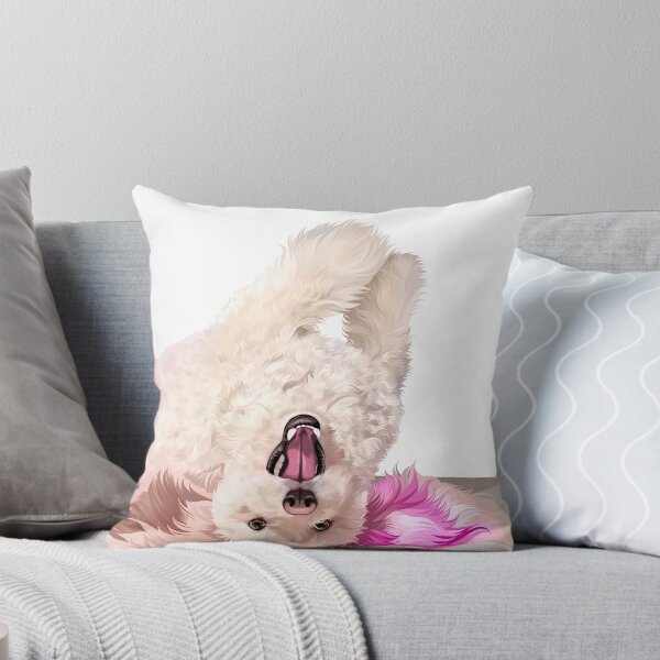 Item preview, Playful Upside Down Fluffy White Dog Portrait designed and sold by onebystudio.