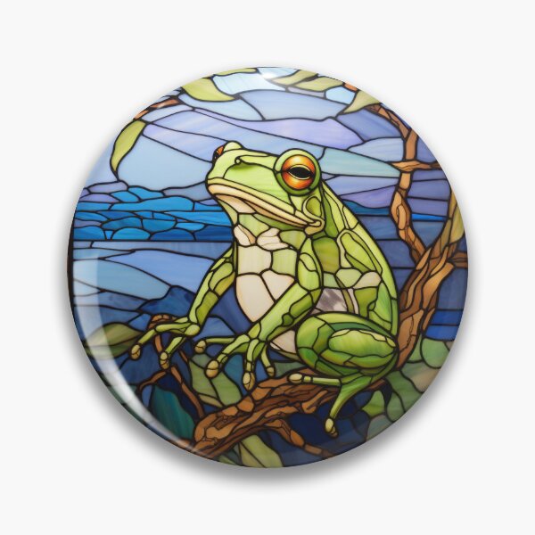 Item preview, Tropical Green Frog Stained Glass Panel designed and sold by pinkal.