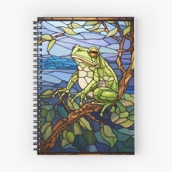 Item preview, Tropical Green Frog Stained Glass Panel designed and sold by pinkal.