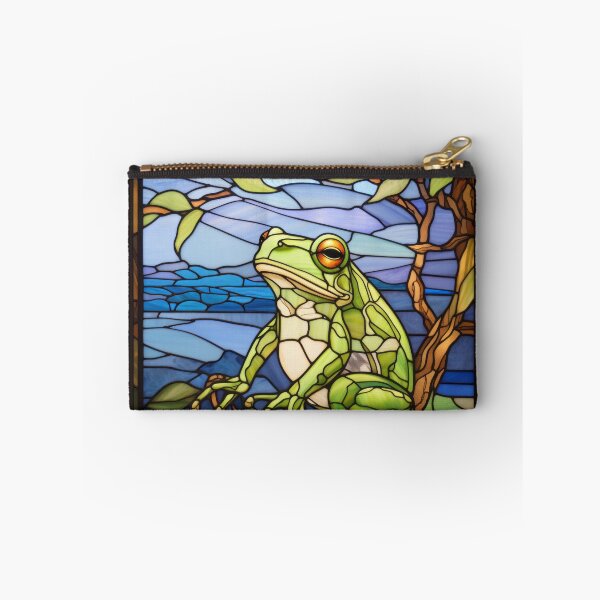 Item preview, Tropical Green Frog Stained Glass Panel designed and sold by pinkal.
