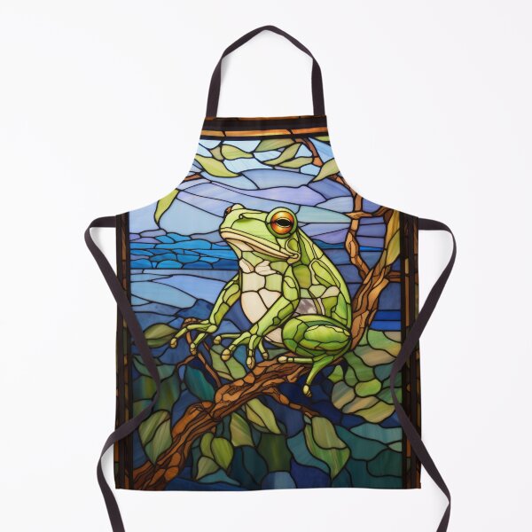 Item preview, Tropical Green Frog Stained Glass Panel designed and sold by pinkal.