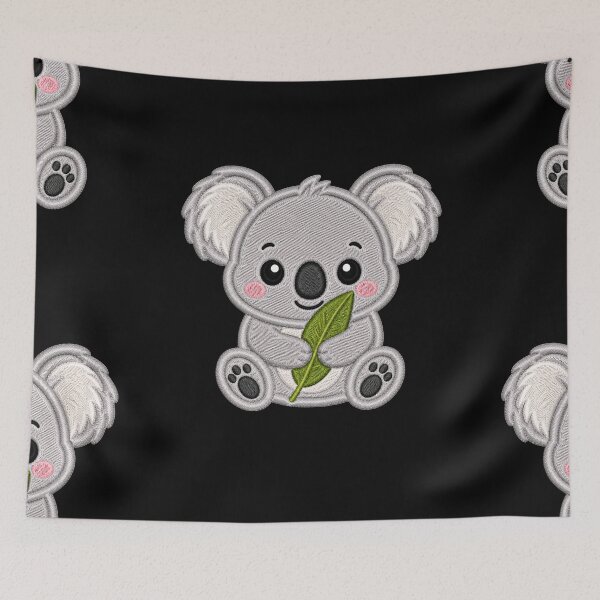 Item preview, Cute Baby Koala Hugging Leaf Embroidery Illustration designed and sold by ColorSplash123.