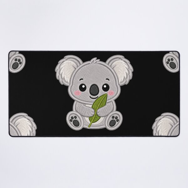 Item preview, Cute Baby Koala Hugging Leaf Embroidery Illustration designed and sold by ColorSplash123.