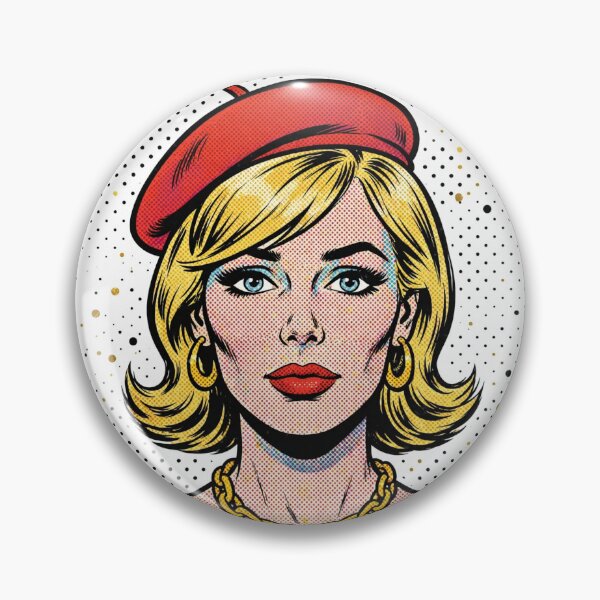 Item preview, Pink Hair Woman Black Beret Gold Dots Pop Art T-Shirt designed and sold by MAISON SYLVIE.