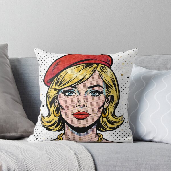 Item preview, Pink Hair Woman Black Beret Gold Dots Pop Art T-Shirt designed and sold by MAISON SYLVIE.