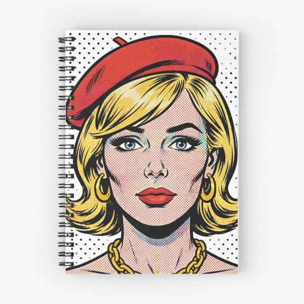 Item preview, Pink Hair Woman Black Beret Gold Dots Pop Art T-Shirt designed and sold by MAISON SYLVIE.