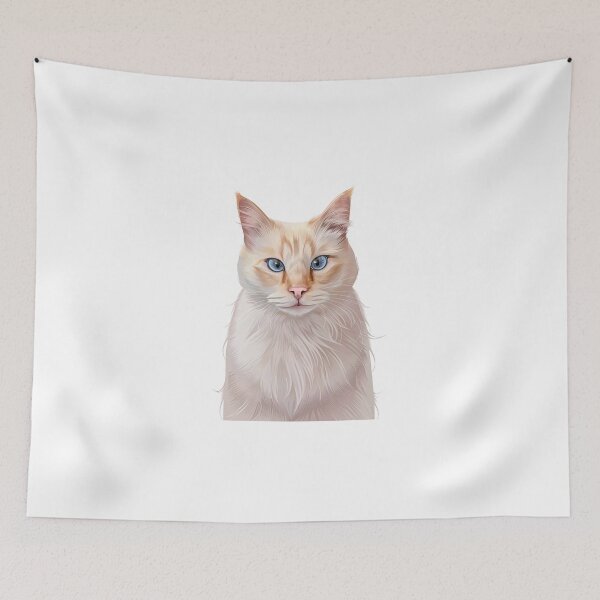 Item preview, Flame Point Balinese Poodle Point Javanese Cat Art designed and sold by onebystudio.