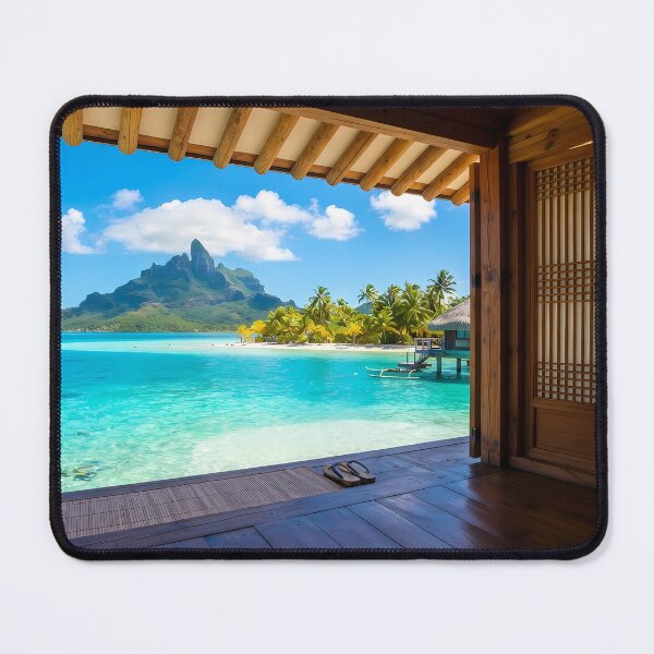 Item preview, Hanok Window to the World: Bora Bora Tropical Lagoon | Cinematic Korean Traditional Art designed and sold by SOOstudio73.