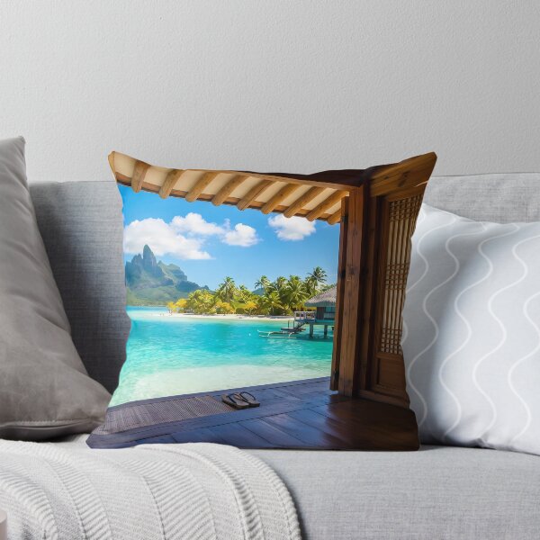 Item preview, Hanok Window to the World: Bora Bora Tropical Lagoon | Cinematic Korean Traditional Art designed and sold by SOOstudio73.